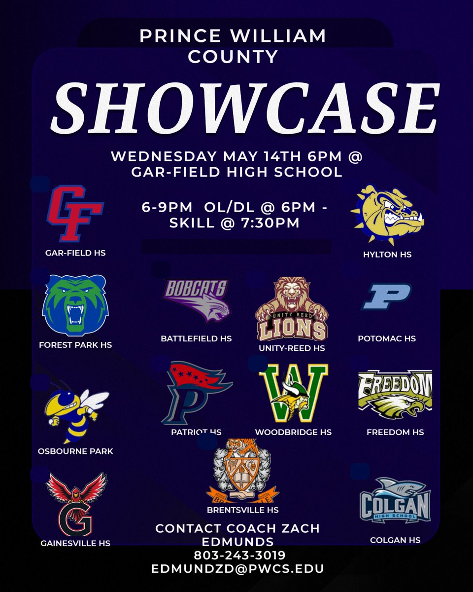 Sam Richards (@samrichards_9) on Twitter photo Excited to compete in the county showcase tomorrow!
<a href="/bdtigerfootball/">Brentsville District Football</a> <a href="/CoachLow_/">Brian Lowery</a> <a href="/coach_white/">Loren White</a> <a href="/CoachTaeVA/">CoachTae</a> <a href="/4THQTR___/">4TH QTR PERFORMANCE</a> <a href="/BrentsvilleSpo1/">Brentsville Sports</a> <a href="/carljfred/">Carl Frederick</a> <a href="/PWCsportsVA/">Prince William County Sports</a> <a href="/coach_ksherman/">Kevin Sherman</a> <a href="/CoachWillOrtiz/">Will Ortiz</a> <a href="/CoachMontanez/">Coach Chris Montanez</a> <a href="/CoachDFink/">Devon Fink</a> <a href="/CoachJeffGerzog/">Jeff Gerzog</a> <a href="/CoachJackson26/">Jesse Jackson</a> Excited to compete in the county showcase tomorrow!
<a href="/bdtigerfootball/">Brentsville District Football</a> <a href="/CoachLow_/">Brian Lowery</a> <a href="/coach_white/">Loren White</a> <a href="/CoachTaeVA/">CoachTae</a> <a href="/4THQTR___/">4TH QTR PERFORMANCE</a> <a href="/BrentsvilleSpo1/">Brentsville Sports</a> <a href="/carljfred/">Carl Frederick</a> <a href="/PWCsportsVA/">Prince William County Sports</a> <a href="/coach_ksherman/">Kevin Sherman</a> <a href="/CoachWillOrtiz/">Will Ortiz</a> <a href="/CoachMontanez/">Coach Chris Montanez</a> <a href="/CoachDFink/">Devon Fink</a> <a href="/CoachJeffGerzog/">Jeff Gerzog</a> <a href="/CoachJackson26/">Jesse Jackson</a>
