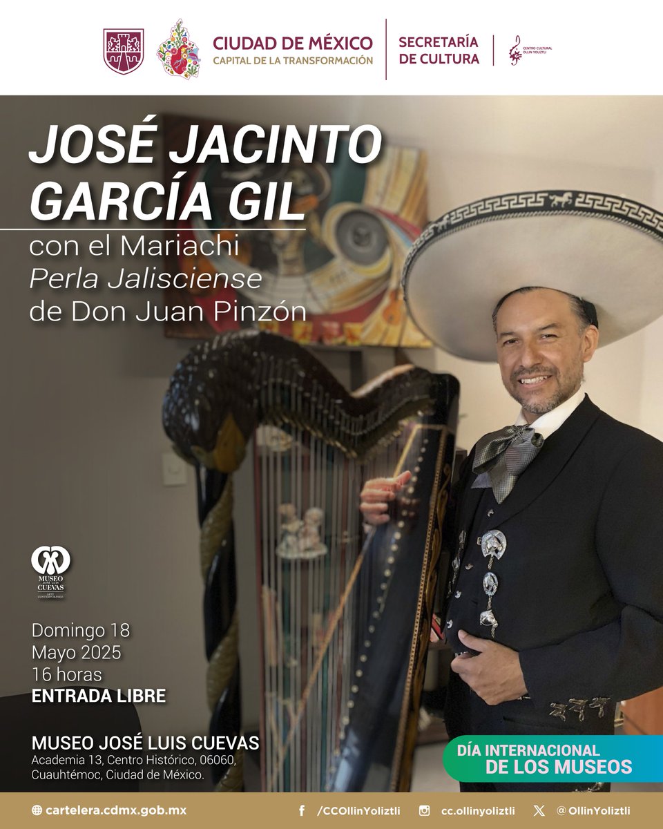 OllinYoliztli's tweet photo. Acompáñanos este fin de semana a celebrar el día internacional de los museos en @MuseoCuevas 

Domingo 18 de Mayo
16:00
Entrada Libre

@CulturaCiudadMx https://t.co/aDMT6IfSG9