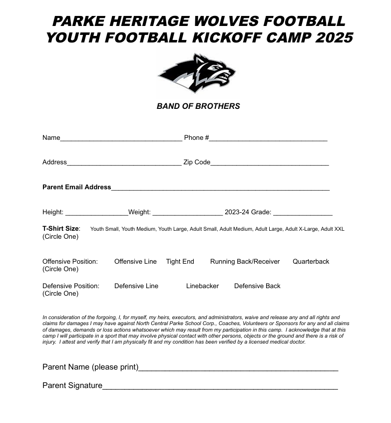 Dan Rector (@coachdanrector) on Twitter photo PHHS Football will again host Youth Football Camp for players entering 3rd-6th grades next fall (July 7th-9th)! Forms will be sent home with students soon, but can also be found on the NCP website (& below in this post). Go Wolves!! <a href="/PHWolvesAD/">Rich Schelsky</a> <a href="/ParkeHeritageHS/">Parke Heritage HS</a> <a href="/NCPSchoolCorp/">NCP School Corp</a> PHHS Football will again host Youth Football Camp for players entering 3rd-6th grades next fall (July 7th-9th)! Forms will be sent home with students soon, but can also be found on the NCP website (& below in this post). Go Wolves!! <a href="/PHWolvesAD/">Rich Schelsky</a> <a href="/ParkeHeritageHS/">Parke Heritage HS</a> <a href="/NCPSchoolCorp/">NCP School Corp</a>