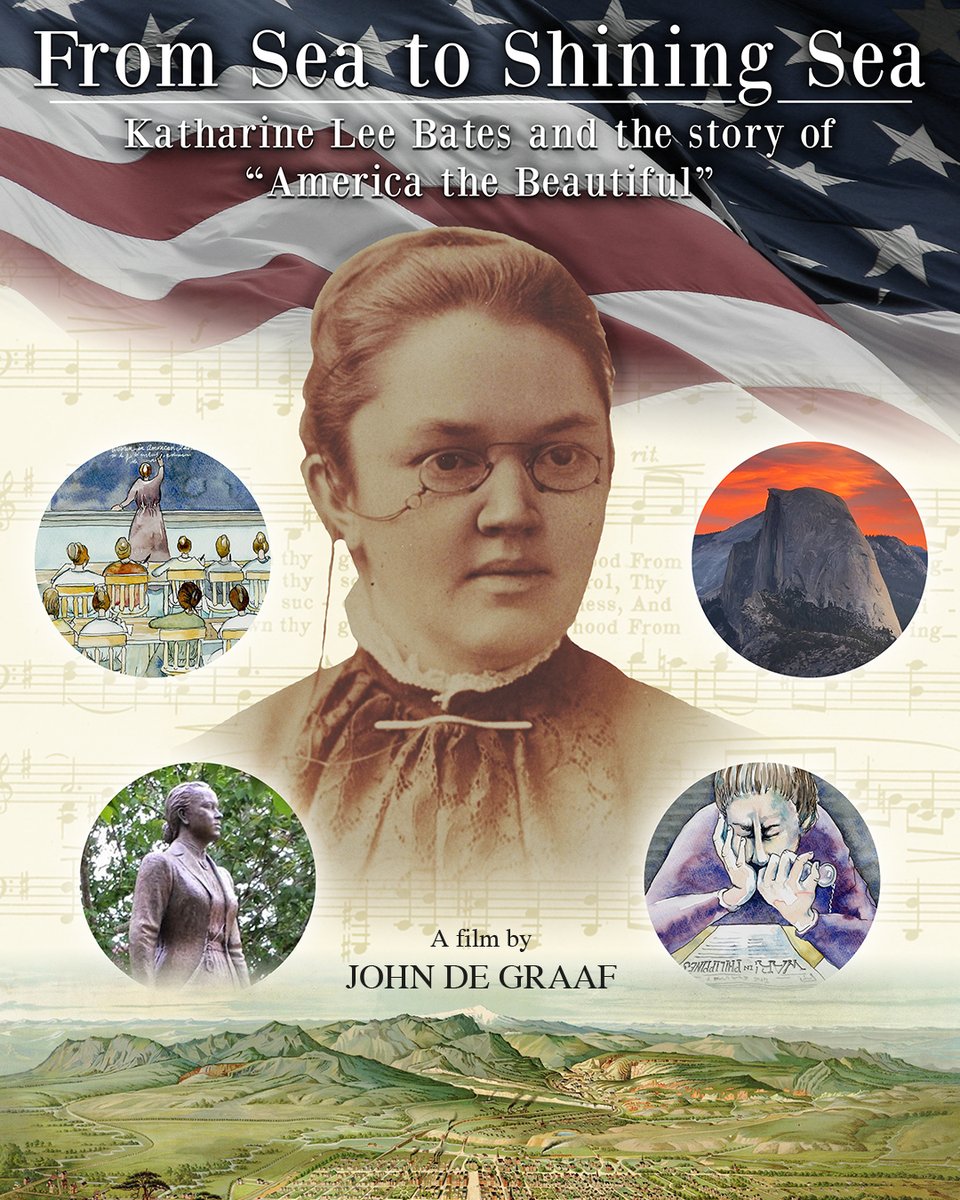 Now available from Bullfrog, FROM SEA TO SHINING SEA explores the fascinating life of Katharine Lee Bates, a successful author &amp; Wellesley College professor who wrote the lyrics of "America the Beautiful." On DVD, DSL &amp; academic streaming: conta.cc/43fNqCC #americanhistory