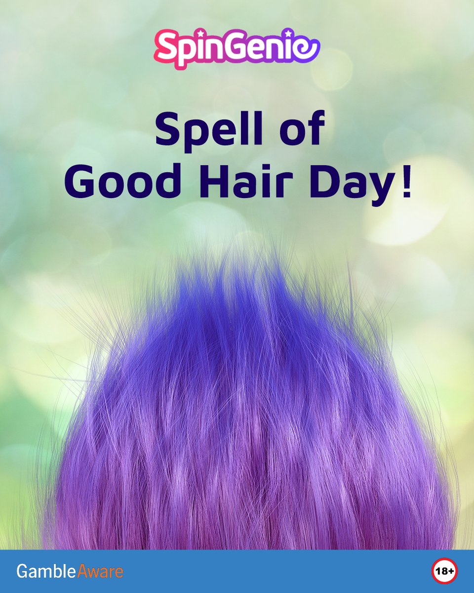 SpinGenieUK's tweet photo. ✨ Cast a spell for a flawless hair day – because every day deserves a little magic! 💫 #GoodHairDay #SpinGenieMagic
18+GambleAware https://t.co/ECRLQ0Dqdf