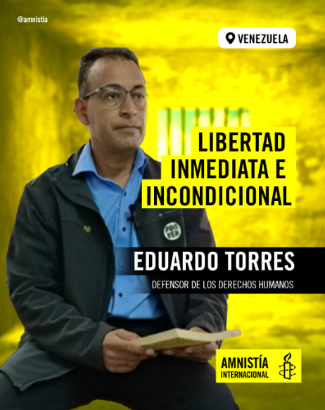 #Venezuela 

Desde el #9May se desconoce el paradero del defensor de derechos humanos Eduardo Torres, integrante de nuestra organización hermana <a href="/_Provea/">PROVEA</a>  

La labor de Eduardo ha fundamental para la protección de los #DDHH de miles de víctimas. 

Exigimos a <a href="/NicolasMaduro/">Nicolás Maduro</a> su