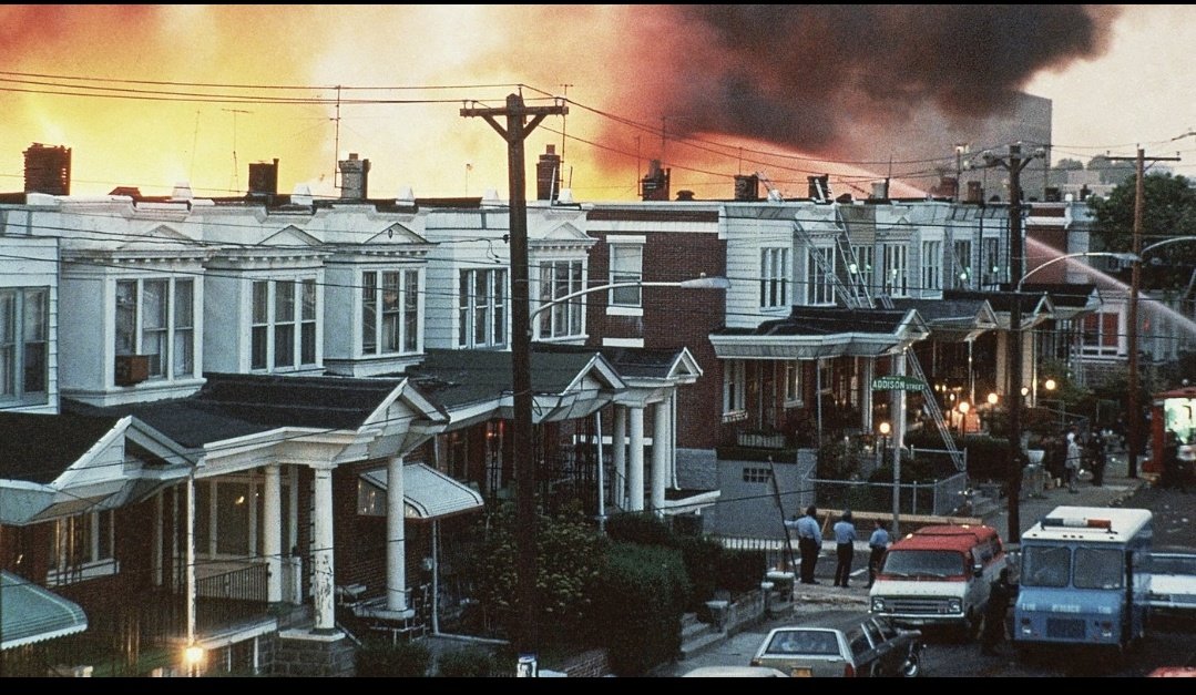 On this day 40 years ago the Philadelphia police dropped a bomb on a West Philadelphia neighborhood, specifically on the house of a group called MOVE, ki!!ing 11 members, including 5 children, destroying 61 homes and leaving 250 people homeless.