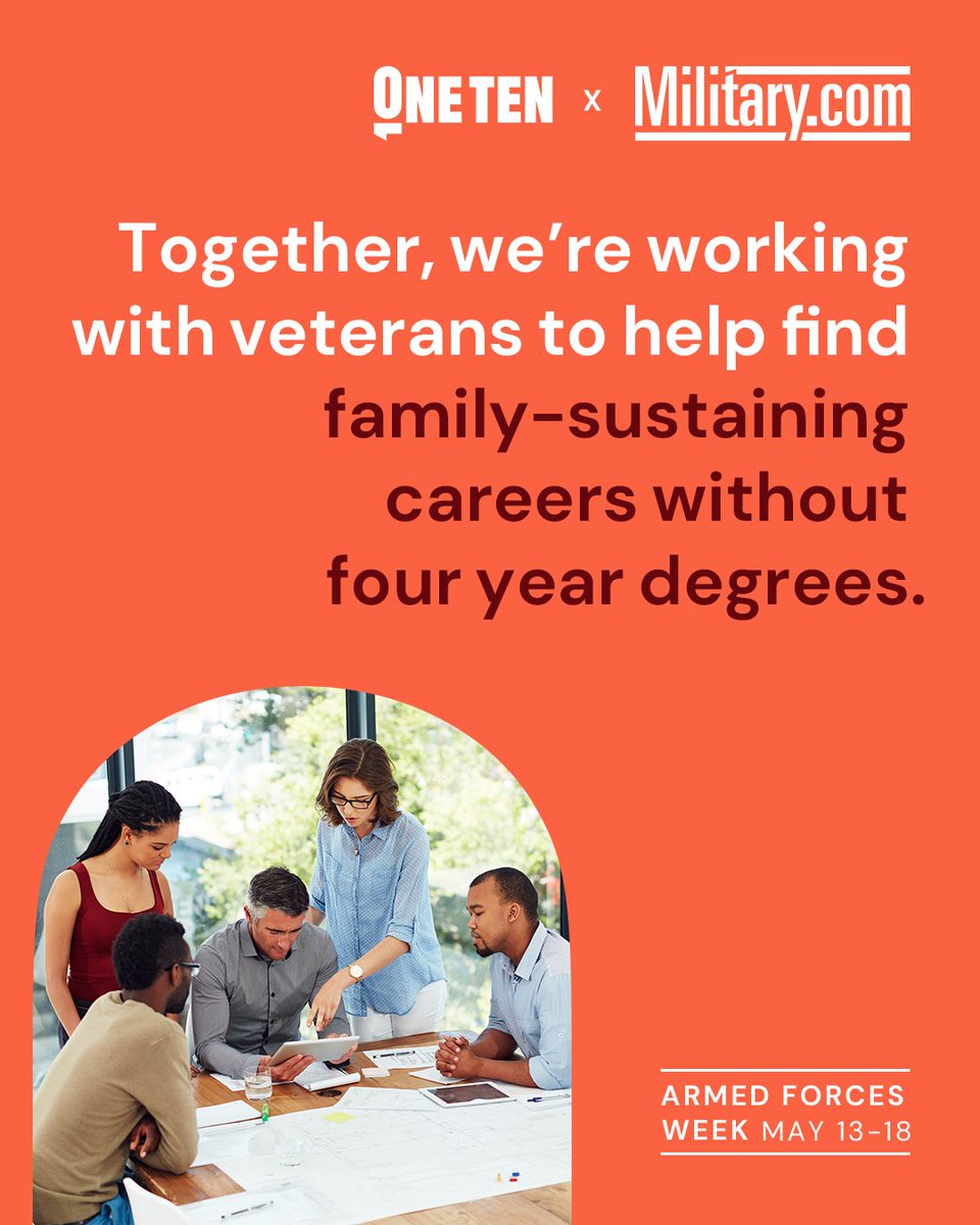 OneTen (@oneten) on Twitter photo This #ArmedForcesWeek, we’re proud to support veterans through our ongoing partnership with <a href="/Militarydotcom/">Military.com</a>—equipping them with in-demand skills and connecting them to family-sustaining careers. 🔗 bit.ly/4mkqavY
#SkillsFirst #CivilianCareers #Veterans This #ArmedForcesWeek, we’re proud to support veterans through our ongoing partnership with <a href="/Militarydotcom/">Military.com</a>—equipping them with in-demand skills and connecting them to family-sustaining careers. 🔗 bit.ly/4mkqavY
#SkillsFirst #CivilianCareers #Veterans