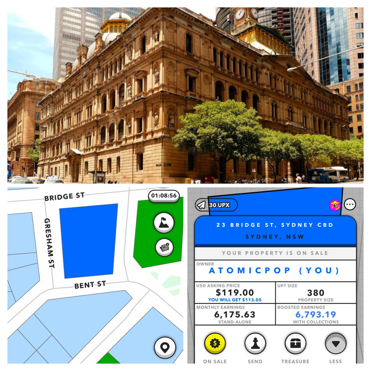 🚨 Final pre-collection $ cut - Historic property in Sydney CBD! The Lands Building first completed in 1881, &amp; designated as a State Heritage site. A one square black property. Listed at just 20% of mint (relist it at mint for UPX &amp; leverage your $$$)! #Upland #Metaverse #Sydney
