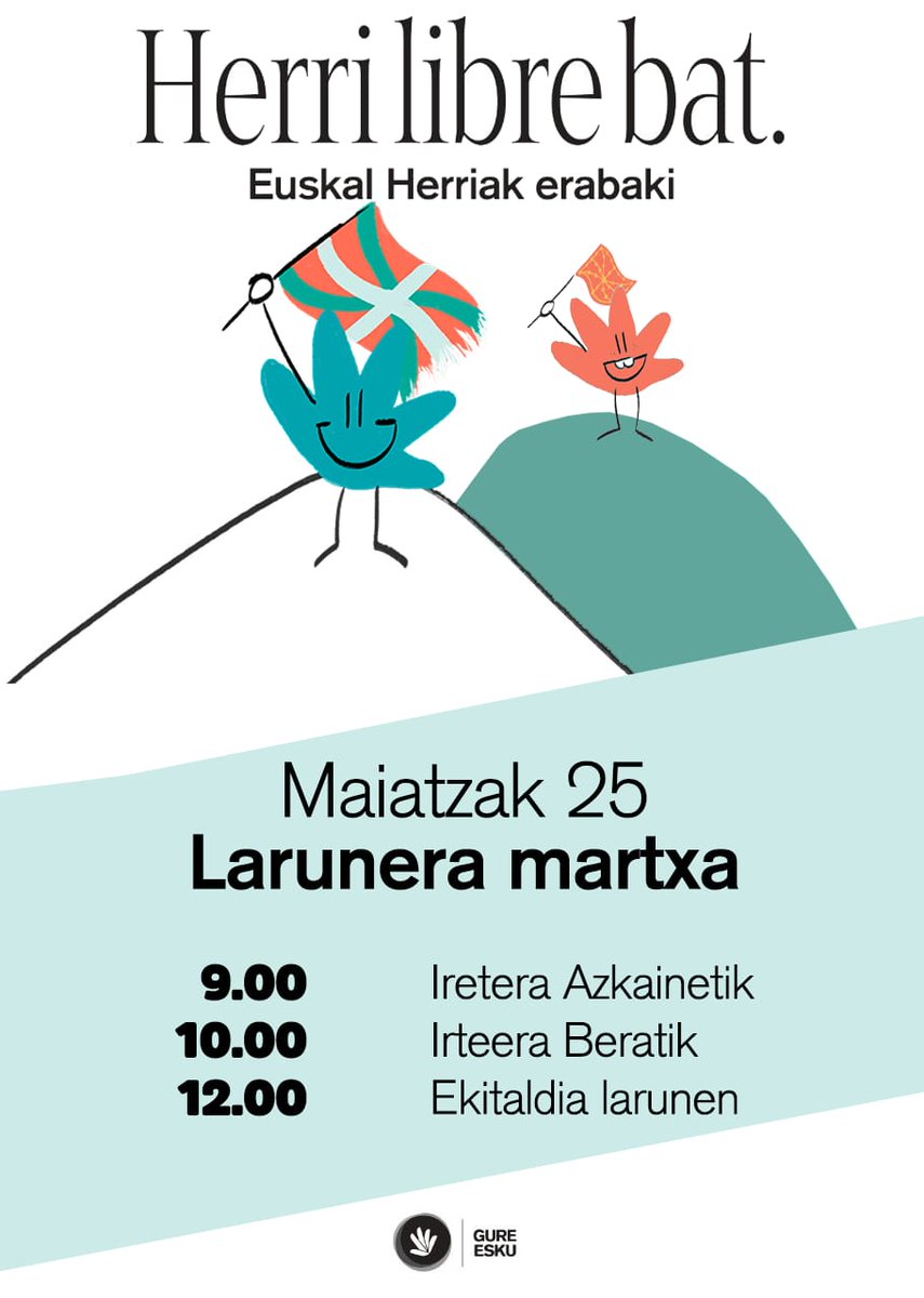 IrunGED's tweet photo. #HerriLibreBat #e7bilbora maiatza bete ekitaldi, idatzi Agendan: maiatzaren 17an goizean mahaia jarriko da, maiatzaren 24an ere, maiatzaren 25ean Larrungo igoera eta ikurrina jartzea eta maiatzaren 31n 11:30tan kantu eta dantza jira Irunen! @gure_esku https://t.co/eDEEGHFdEp
