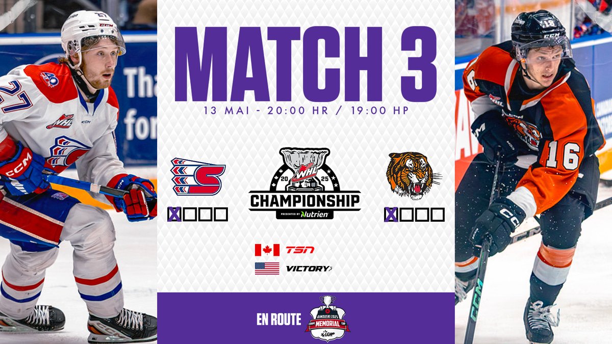 Ligue canadienne de hockey (@lchhockey) on Twitter photo La série est à égalité 1-1 : direction Spokane ce soir pour le match #3 de la série de championnat de la <a href="/TheWHL/">Western Hockey League</a> !
🇨🇦 TSN 1/3
🇺🇸 @Victoryplustv La série est à égalité 1-1 : direction Spokane ce soir pour le match #3 de la série de championnat de la <a href="/TheWHL/">Western Hockey League</a> !
🇨🇦 TSN 1/3
🇺🇸 @Victoryplustv