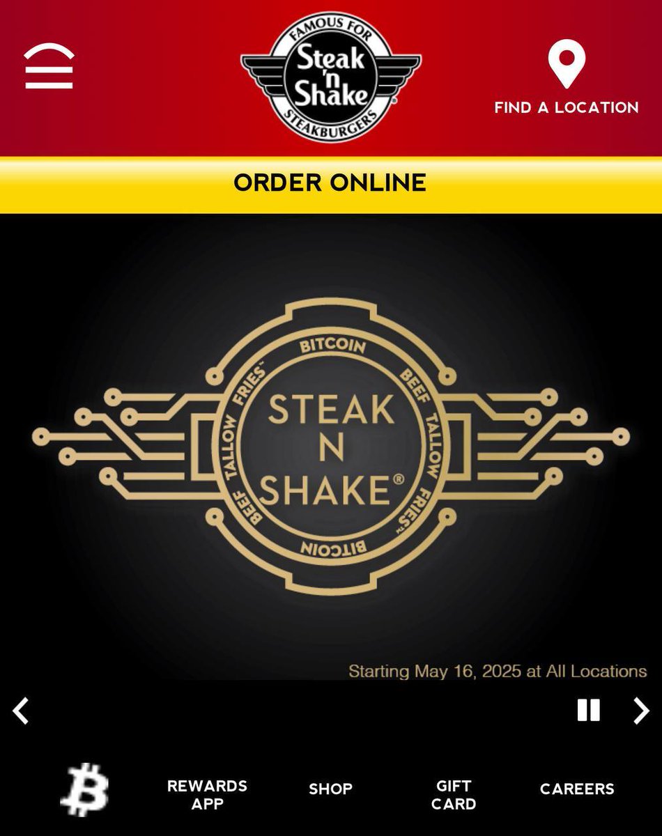 🚨 BREAKING: Steak N Shake accetta Bitcoin: il cripto è protagonista sulla homepage del ristorante!