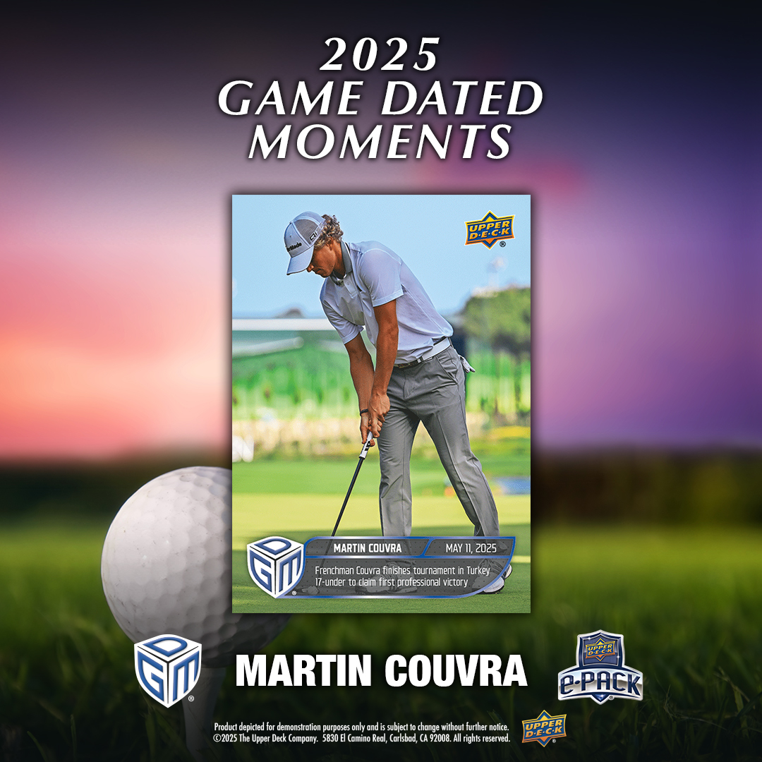 Martin Couvra makes his mark! ⛳️
The French phenom is the latest Game Dated Moments card, celebrating his first professional victory.
Now available exclusively on Upper Deck e-Pack!
Get yours now 👉 bit.ly/3GUNRdV