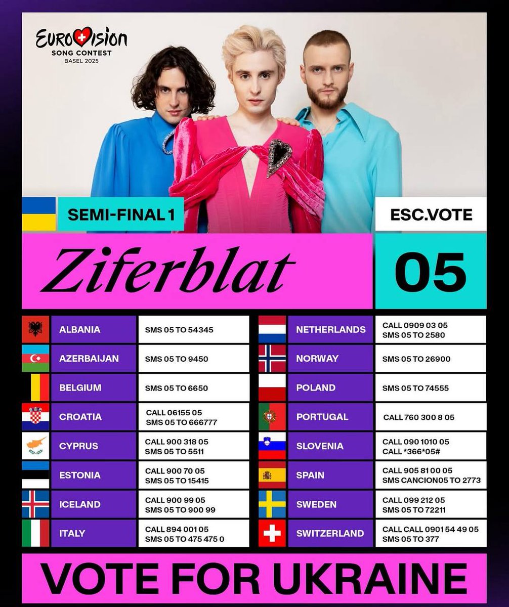 First Semi-Final of Eurovision. Today at 10:00 PM Kyiv time. Vote 5