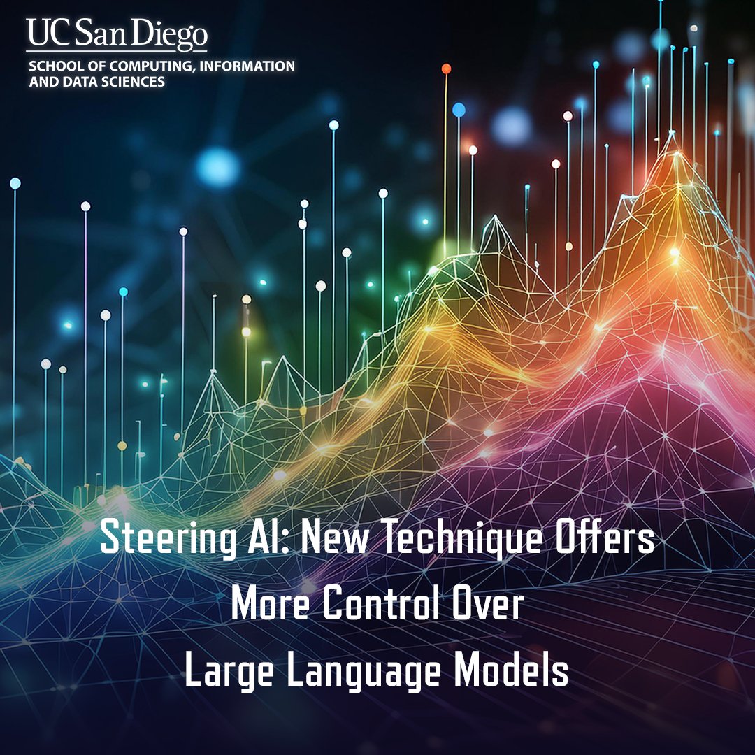 Halıcıoğlu Data Science Institute (@hdsiucsd) on Twitter photo A team of researchers led by Mikhail Belkin, a professor at <a href="/UCSanDiego/">UC San Diego</a>'s HDSI, made a significant breakthrough in developing a method for more precise steering and modification of large language models. This breakthrough could lead to safer, more reliable, and more adaptable AI. A team of researchers led by Mikhail Belkin, a professor at <a href="/UCSanDiego/">UC San Diego</a>'s HDSI, made a significant breakthrough in developing a method for more precise steering and modification of large language models. This breakthrough could lead to safer, more reliable, and more adaptable AI.