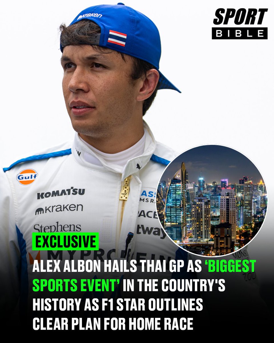 sportbible's tweet photo. 🚨 ALEX ALBON EXCLUSIVE 🚨

The F1 star revealed the latest on the sport's plans for the historic Grand Prix 👀

✍️@TomJenkns https://t.co/YG07o3VFOU