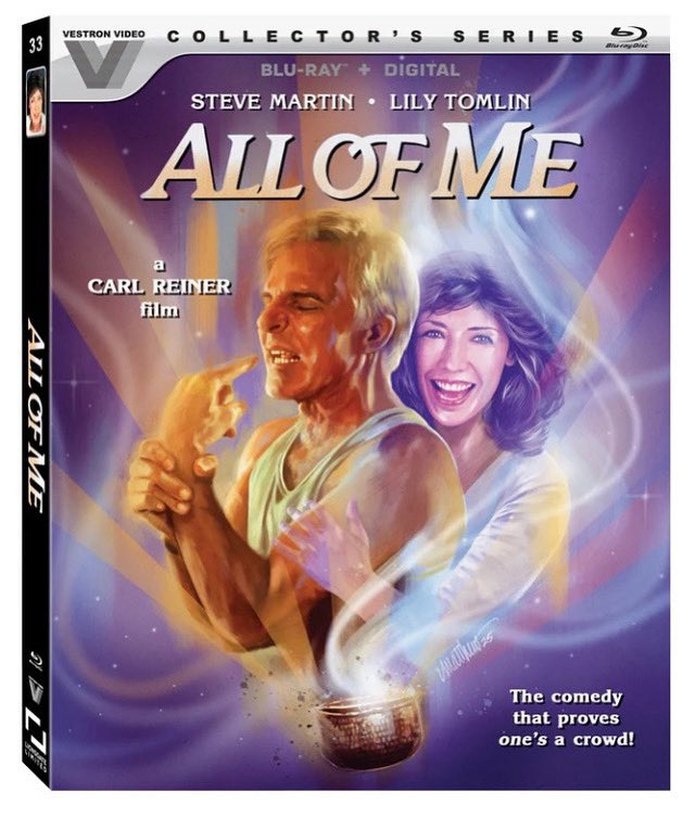 Coming to Blu-ray 6/17 from Vestron Video (Lionsgate Limited Exclusive)

All of Me (1984) Blu-ray 

lionsgatelimited.com/collections/pr…

Vestron Video Collector’s Series #33
Available for the first time on Blu-ray™
Cover art by Matthew Therrien
Special Features:
• Audio Commentary with