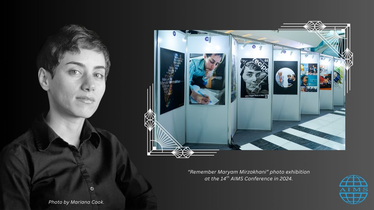 International Women in Mathematics Day 5/12 recognizes Maryam Mirzakhani, who was born on this day in 1977. She was the first woman to become a Fields Medalist. The 14th AIMS Conference was pleased to honor her with the “Remember Maryam Mirzakhani” photo exhibition. #WomenInMath