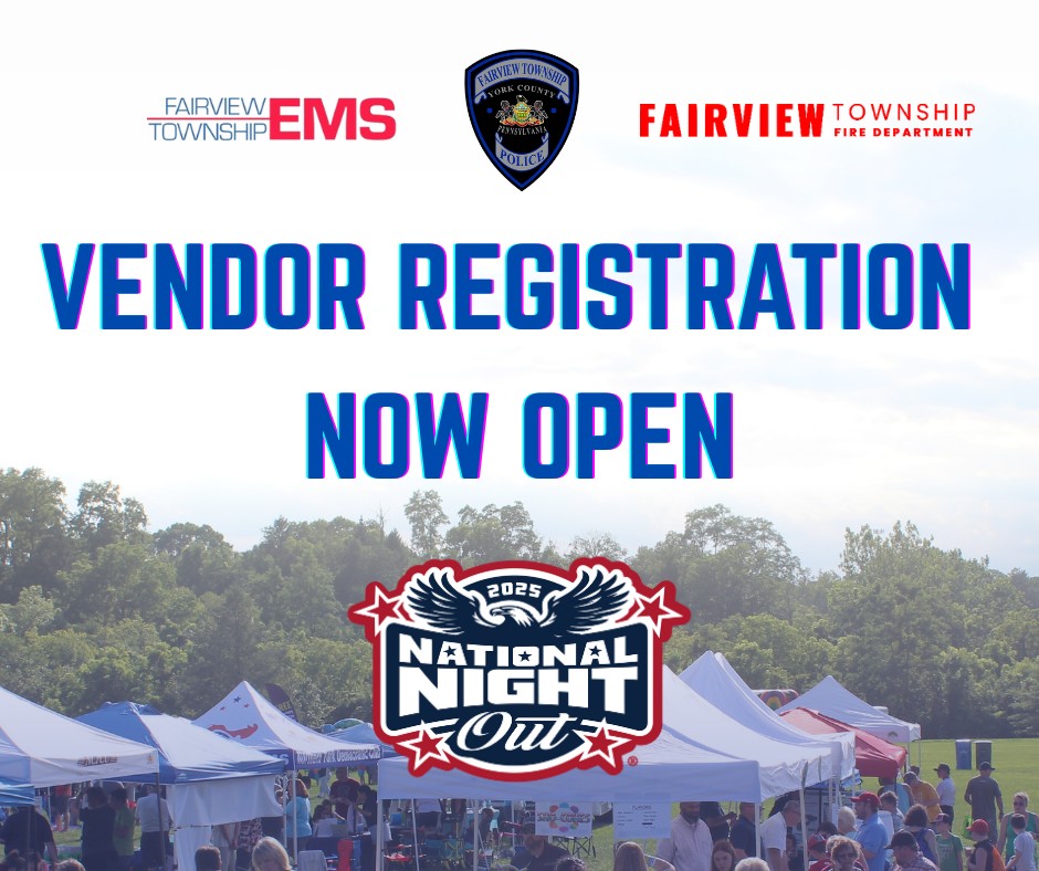 Mark your calendars for National Night Out 2025.  National Night Out occurs this year on Tuesday, August 5th.  As always, there will be tons of vendors, free food and drink, and our free raffle! york.crimewatchpa.com/fairviewtwppd/…