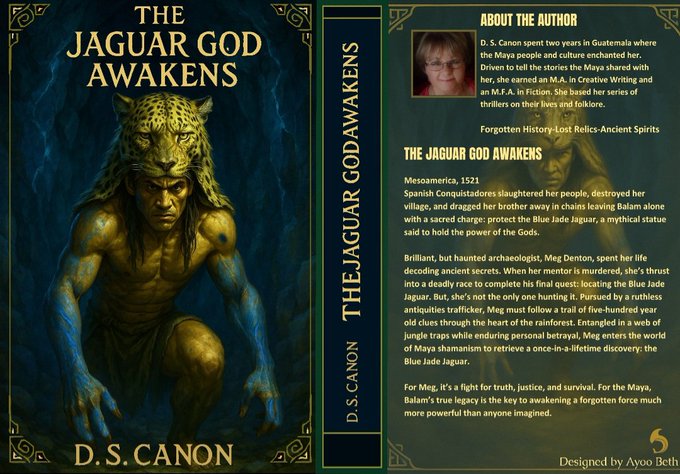 #NewCoverReveal! Check out the new cover for THE JAGUAR GOD AWAKENS a tale of lost relics, Maya mythology, and an archaeologist that won't be stopped by the black market in order to get The Blue Jade Jaguar home. 
FORGOTTEN HISTORY-LOST RELICS-ANCIENT SPIRITS
#Indieauthor