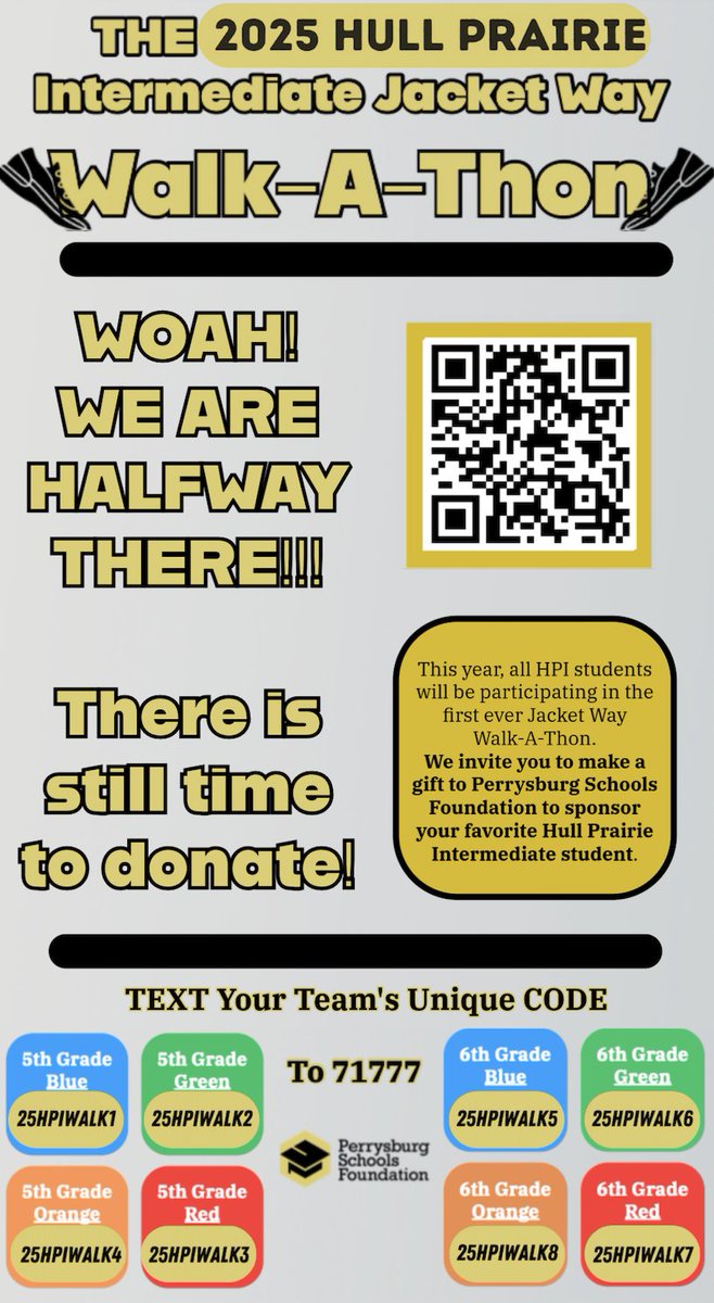 HPI Jacket Way Walk-A-Thon is happening this Friday! Teams are competing for donations to earn a special treat. Donations will be directed to HPI's Jacket Way program, which will be used for positive behavior rewards!
fundraise.givesmart.com/vf/25HPIWALK