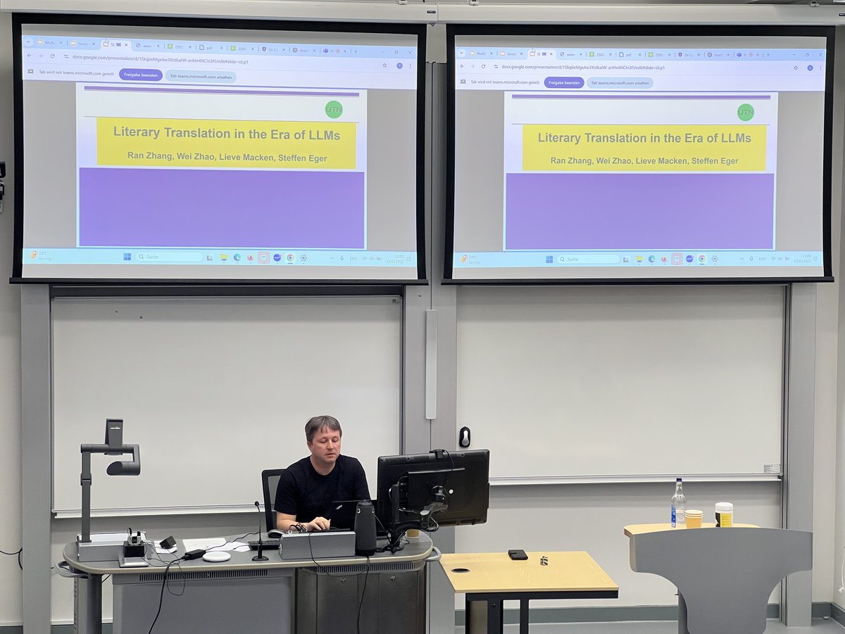 Manchester_NLP's tweet image. Prof. Steffen Eger (@egere14) from UTN gave a fantastic talk on "Literary Translation in the Era of LLMs" at our NLP group seminar ✏️📖