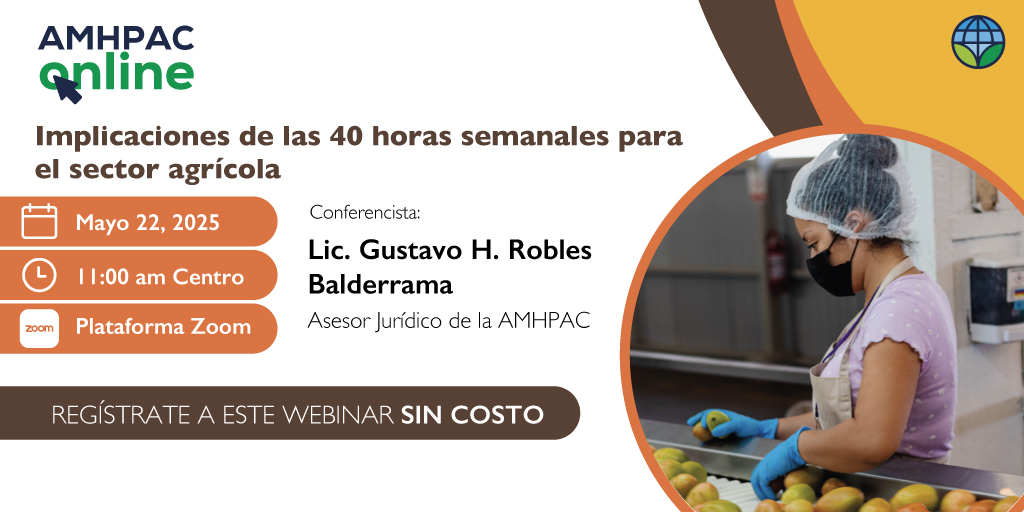 ⚙️Participa en este Webinar y conoce cuál sería el impacto en la productividad, así como el aumento de costos en la operación de las empresas dedicadas a la producción de hortalizas en México.

🔗Haz clic en el enlace para registrarte: us02web.zoom.us/webinar/regist…