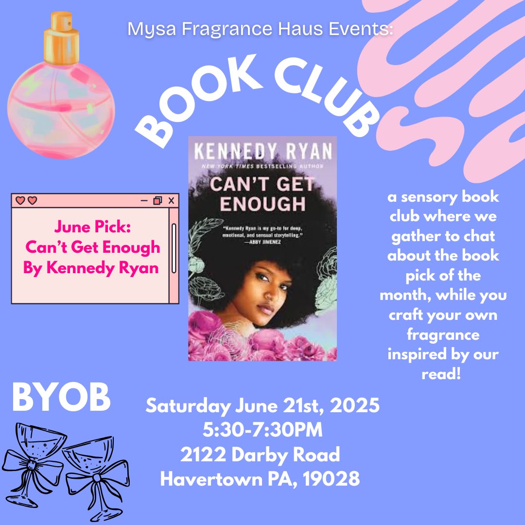 So excited to join my love of reading, fragrance, and community with <a href="/mysafragrance/">Mysa Fragrance Haus</a> first book club! Tickets for our June Book Club are available now! We’ll be reading Can’t Get Enough by Kennedy Ryan 🩷📚mysafragrancehaus.com/collections/wo…