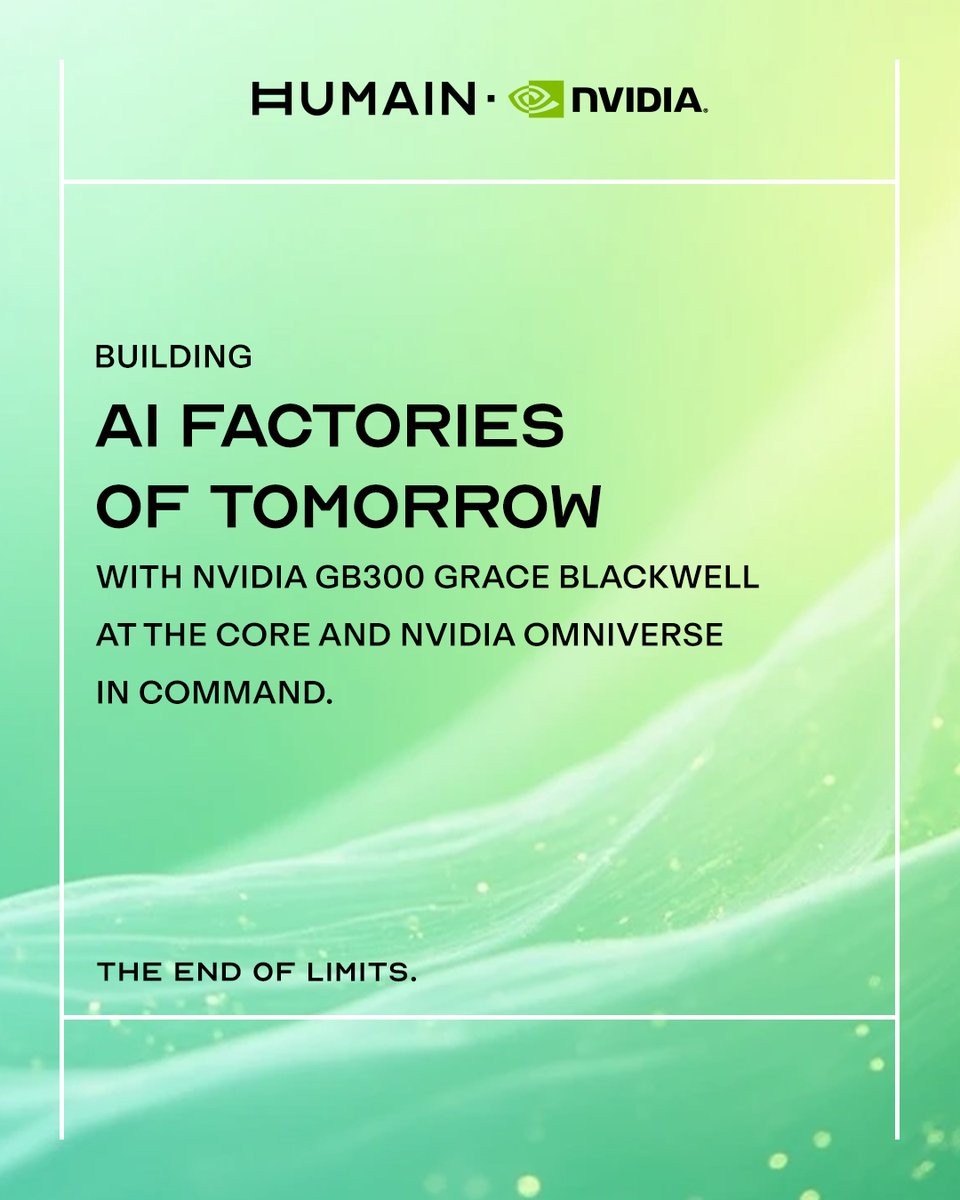 HUMAIN has entered a landmark strategic partnership with <a href="/nvidia/">NVIDIA</a> to accelerate the future of AI - investing in latest NVIDIA GB300 Grace Blackwell chips and technologies to build digital foundations, frontier models, and human potential for the next era.

This is more than a