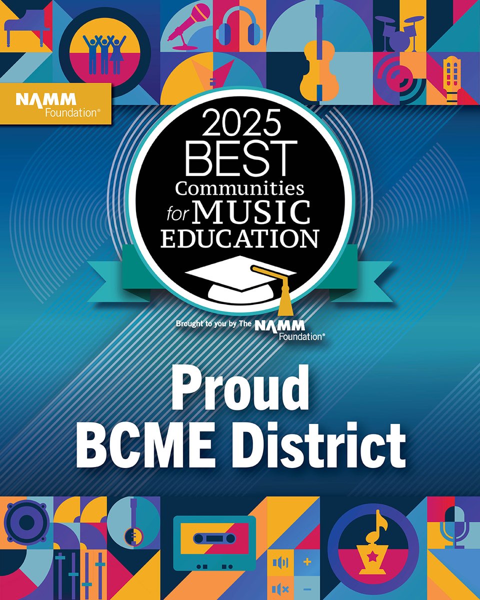We're honored to be named a Best Community for Music Education for the 14th year in a row!

This recognition celebrates our commitment to keeping music alive in our schools. Thank you to our amazing educators, students, families, and community for making this possible!