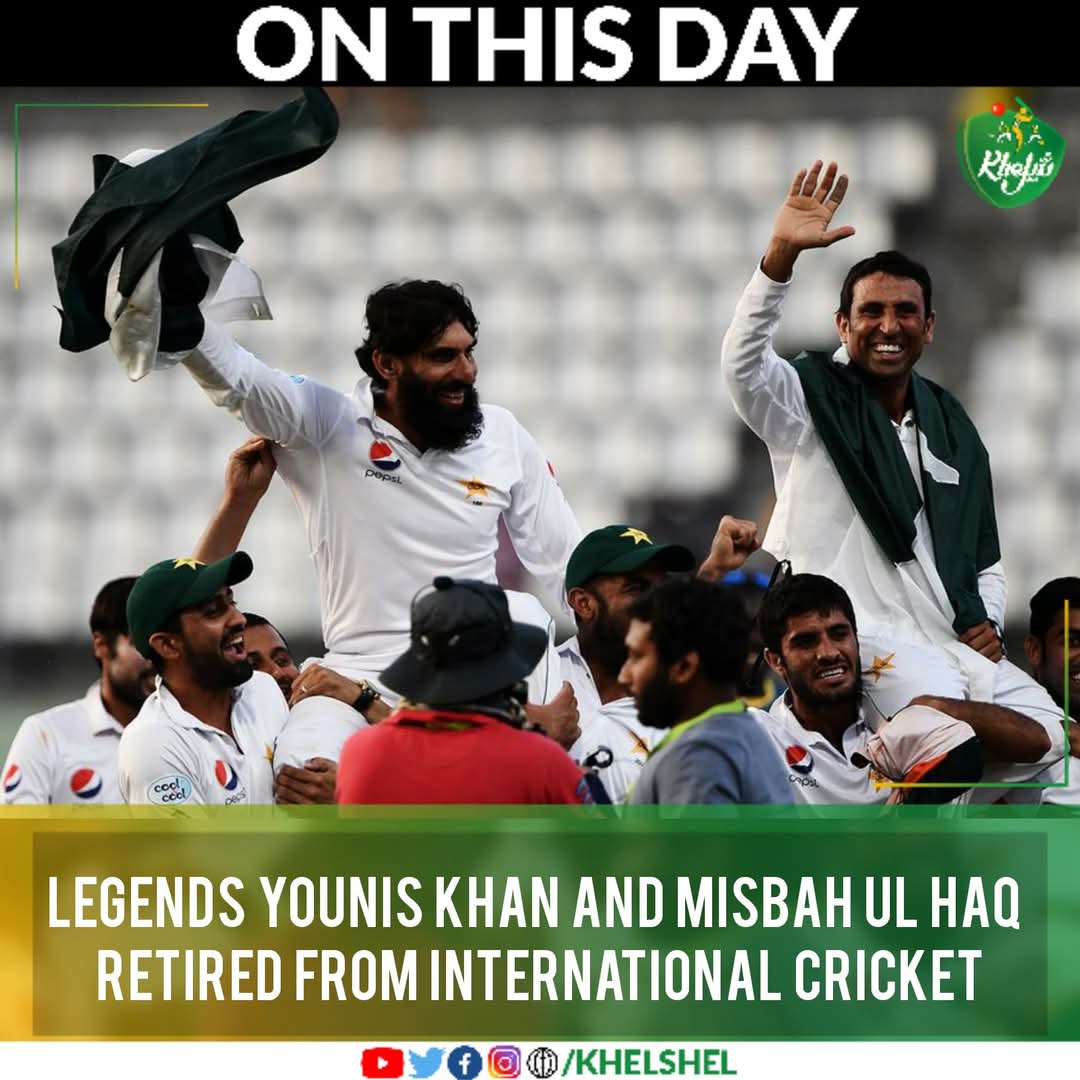 khelshel's tweet photo. #OnThisDay in 2017,
Pakistan's most reliable pair Younis Khan & Misbah Ul Haq said good bye to Test cricket, A bade farewell was given to both legends by winning 3rd Test against Windies at Roseau.
#Cricket #YounisKhan #MisbahUlHaq #Legends #Pakistan #Memory #PAKvWI #MisYou https://t.co/jDhxbNokfx