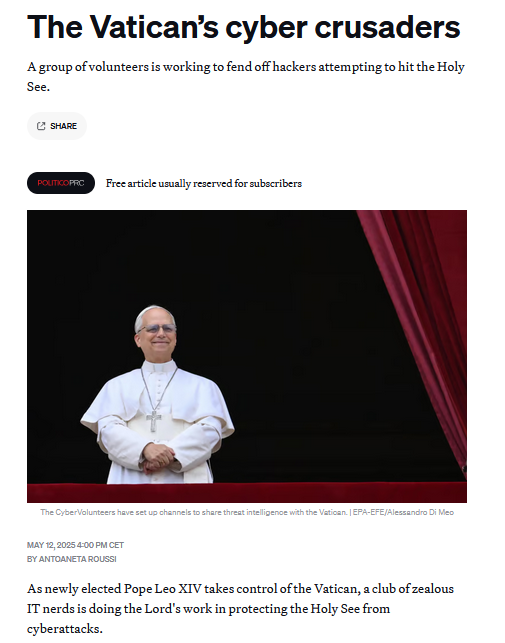 du -sh * (@lilaphasia) on Twitter photo The volunteers include up to 90 cybersecurity professionals from around the world “We’re like the Swiss Guard that provides security for the Vatican, but digital,"<a href="/GosiaFraser/">gosia fraser 🇨🇿🇵🇱</a> <a href="/annawitten/">anna wittenberg</a> politico.eu/article/vatica… The volunteers include up to 90 cybersecurity professionals from around the world “We’re like the Swiss Guard that provides security for the Vatican, but digital,"<a href="/GosiaFraser/">gosia fraser 🇨🇿🇵🇱</a> <a href="/annawitten/">anna wittenberg</a> politico.eu/article/vatica…