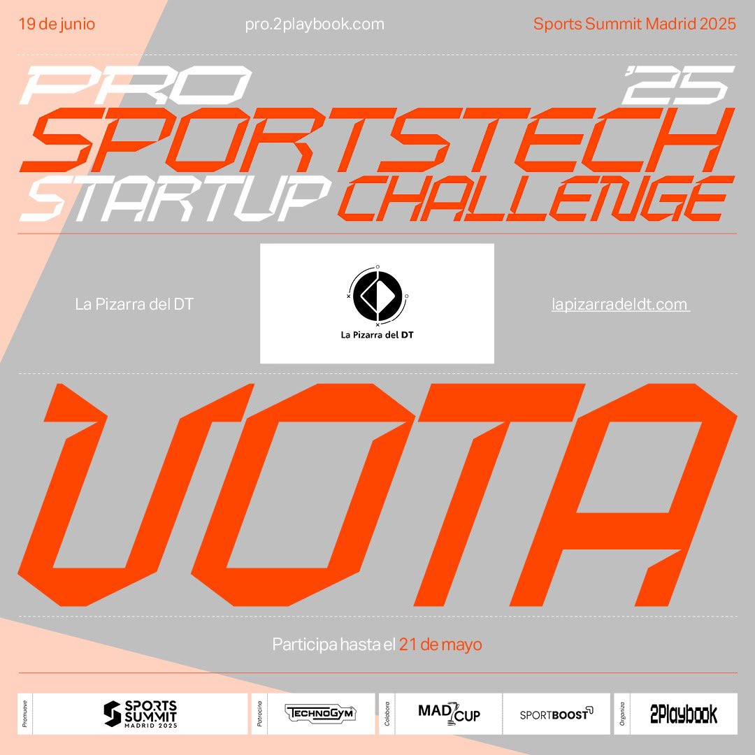 SOMOS SEMIFINALISTAS 🏆

Quedamos seleccionados con <a href="/LaPizarraDelDT/">La Pizarra del DT (LPDT)</a> entre las 24 Startups del SPORTSTECH STARTUP CHALLENGE organizado por <a href="/2Playbook/">2Playbook</a> ⚽️

Solo quedarán 12 finalistas y con tu voto nos podrás ayudar a conseguirlo 💯

▶️ pro.2playbook.com/vota2025