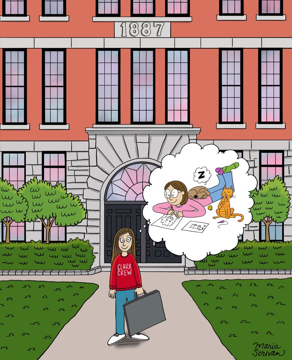 It was so much fun to draw my college self for an article about my work in the Clark University Magazine.