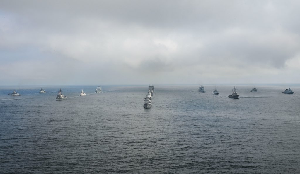 U.S. Naval Forces Europe-Africa/U.S. 6th Fleet (@usnavyeurope) on Twitter photo Precision. Power. Presence. 💥🌊🛡️ 14 Allied ships sail in formation with a P-8 Poseidon overhead during the largest at-sea live-fire exercise in the European theater. This is what readiness looks like. #FormidableShield25 #FS25 Precision. Power. Presence. 💥🌊🛡️ 14 Allied ships sail in formation with a P-8 Poseidon overhead during the largest at-sea live-fire exercise in the European theater. This is what readiness looks like. #FormidableShield25 #FS25
