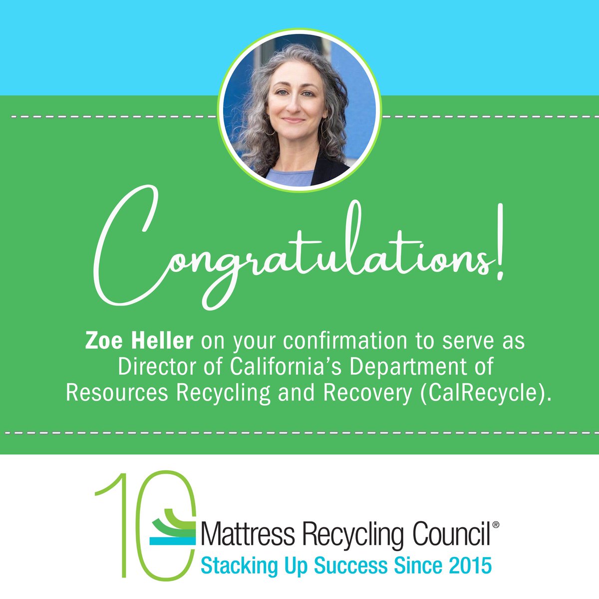 Mattress Recycling Council (@mattrecycouncil) on Twitter photo We look forward to continuing our work with Zoe Heller and the <a href="/CalRecycle/">CalRecycle</a> team to support and strengthen mattress recycling across California.
#MattressRecycling We look forward to continuing our work with Zoe Heller and the <a href="/CalRecycle/">CalRecycle</a> team to support and strengthen mattress recycling across California.
#MattressRecycling