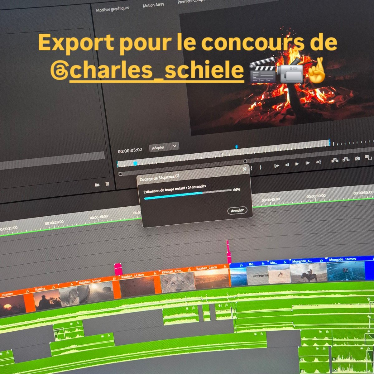 L'export est prêt pour le concours 
#monteurvideo #videaste #recherchemonteurvideo #freelance