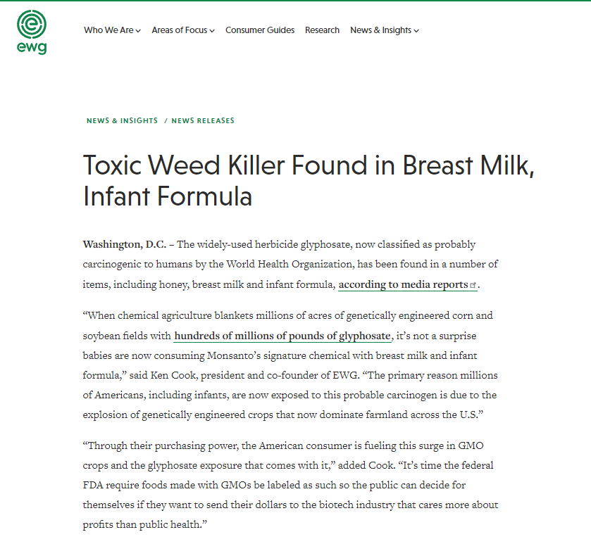 It's shockingly harmful for a baby to ingest most commercial formulas available today.

These products are loaded with glyphosate originating from corn and soy, and they contain genetically modified organisms along with hazardous synthetic vitamins that aren't in forms easily