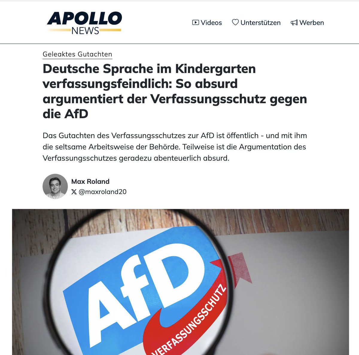 Die Argumentation des Verfassungsschutzes ist an Absurdität teilweise kaum zu überbieten. 

Verfassungsfeindlich, wer in Bezug auf Migranten sagt: „Enttäuschte Hoffnungen auf Wohlstand bergen die Gefahr, dass viele in die Kriminalität abgleiten.“ 
apollo-news.net/deutsche-sprac…