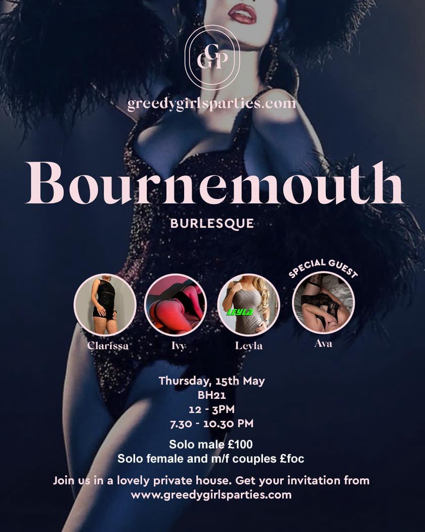 The Original Greedy Girls Parties (@greedygirldeb) on Twitter photo THIS WEEK
Take in all the burlesque glam ✨
🍸Cheltenham
Wed May 14
12-3 PM | 7.30-10.30 PM
<a href="/MlleIvy/">Mademoiselle Ivy 🌿</a> <a href="/Mischief_Mandy/">Mischief Mandy 😈❤️</a>
Invite:
greedygirlsparties.com/25/cheltenham.…
🍸Bournemouth
Thu May 15
12-3 PM | 7.30-10.30PM
<a href="/MlleIvy/">Mademoiselle Ivy 🌿</a> <a href="/XxxavaXxx/">XxAvaxX</a> Clarissa
Invite:
greedygirlsparties.com/25/bornmouth.h… THIS WEEK
Take in all the burlesque glam ✨
🍸Cheltenham
Wed May 14
12-3 PM | 7.30-10.30 PM
<a href="/MlleIvy/">Mademoiselle Ivy 🌿</a> <a href="/Mischief_Mandy/">Mischief Mandy 😈❤️</a>
Invite:
greedygirlsparties.com/25/cheltenham.…
🍸Bournemouth
Thu May 15
12-3 PM | 7.30-10.30PM
<a href="/MlleIvy/">Mademoiselle Ivy 🌿</a> <a href="/XxxavaXxx/">XxAvaxX</a> Clarissa
Invite:
greedygirlsparties.com/25/bornmouth.h…