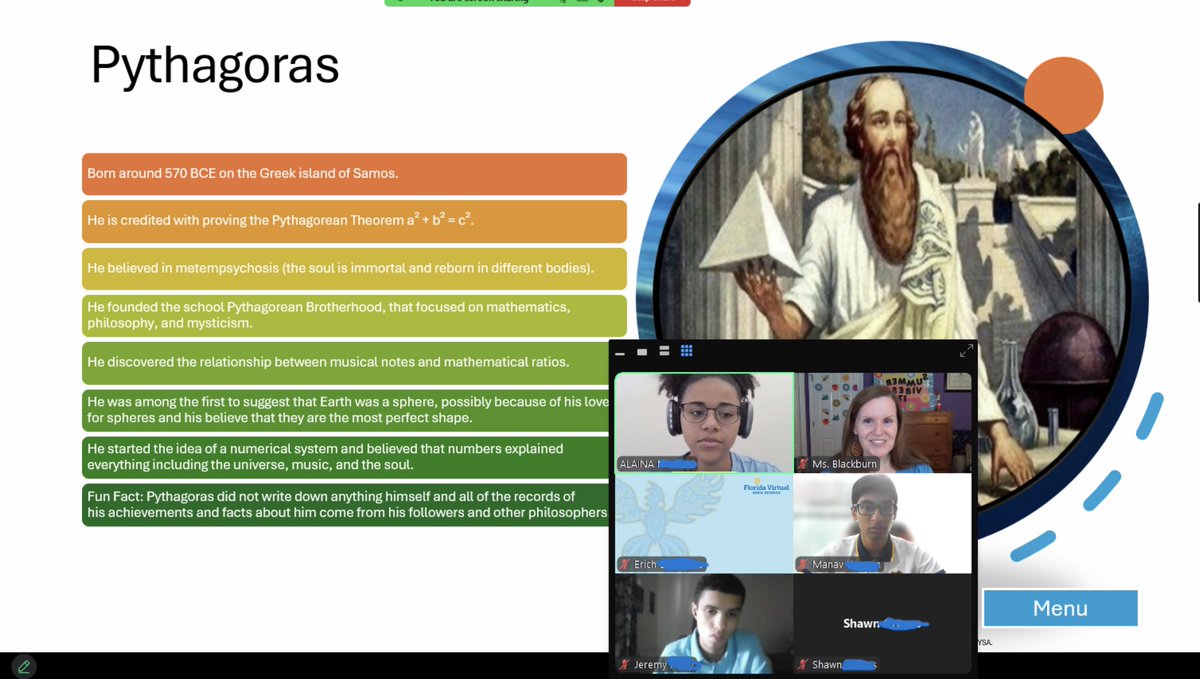 HillsVirtual's tweet image. 🎓🧮 Our Mu Alpha Theta club wrapped up the year with awesome student-led presentations on famous mathematicians! Fun facts, great slides, and lots of math inspiration! 👏 #MuAlphaTheta #MathHonors #StudentLeaders