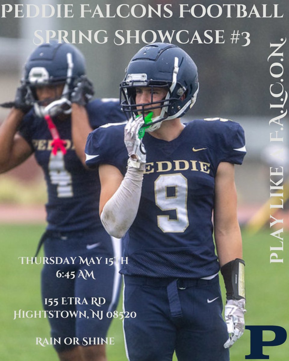 Mark Fabish (@coach_fab) on Twitter photo Excited to be partnering with <a href="/RBC_FTBALL/">RBC FOOTBALL</a> , <a href="/SjvProspects/">St John Vianney H.S Football Prospects</a> and <a href="/DCFBrecruits/">Donovan Catholic Football</a> this Thursday for the #CentralJerseyCollegeShowcase! Looking forward to getting to work and to hosting a great group of College Coaches. See you in Hightstown @ 6:30 AM!
Play like a F.A.L.C.O.N.
🧱x🧱 Excited to be partnering with <a href="/RBC_FTBALL/">RBC FOOTBALL</a> , <a href="/SjvProspects/">St John Vianney H.S Football Prospects</a> and <a href="/DCFBrecruits/">Donovan Catholic Football</a> this Thursday for the #CentralJerseyCollegeShowcase! Looking forward to getting to work and to hosting a great group of College Coaches. See you in Hightstown @ 6:30 AM!
Play like a F.A.L.C.O.N.
🧱x🧱