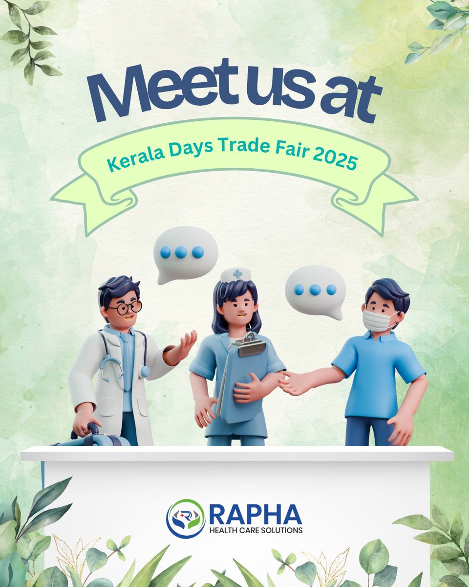 RaphaHealtth's tweet photo. Calling all healthcare professionals and those interested in quality healthcare solutions! 👋 Meet the Rapha Healthcare Solutions team at the Kerala Days Trade Fair 2025! 

#KeralaDaysTradeFair2025 #MeetUsThere #HealthcareSolutions #HealthcareStaffing #KeralaHealthcare https://t.co/egs6TxE7Ct