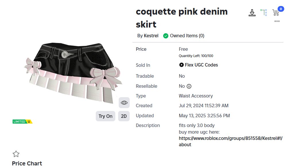 Anareloux's tweet image. Giving away 100 codes of this 3.0 coquette summer skirt &amp;lt;3 

- Must be in Kestrel 
- Must follow Anareloux

Join up discord.gg/gm6UHzEQ for the code in ~10 minutes :) 

#robloxugc #robloxugclimited