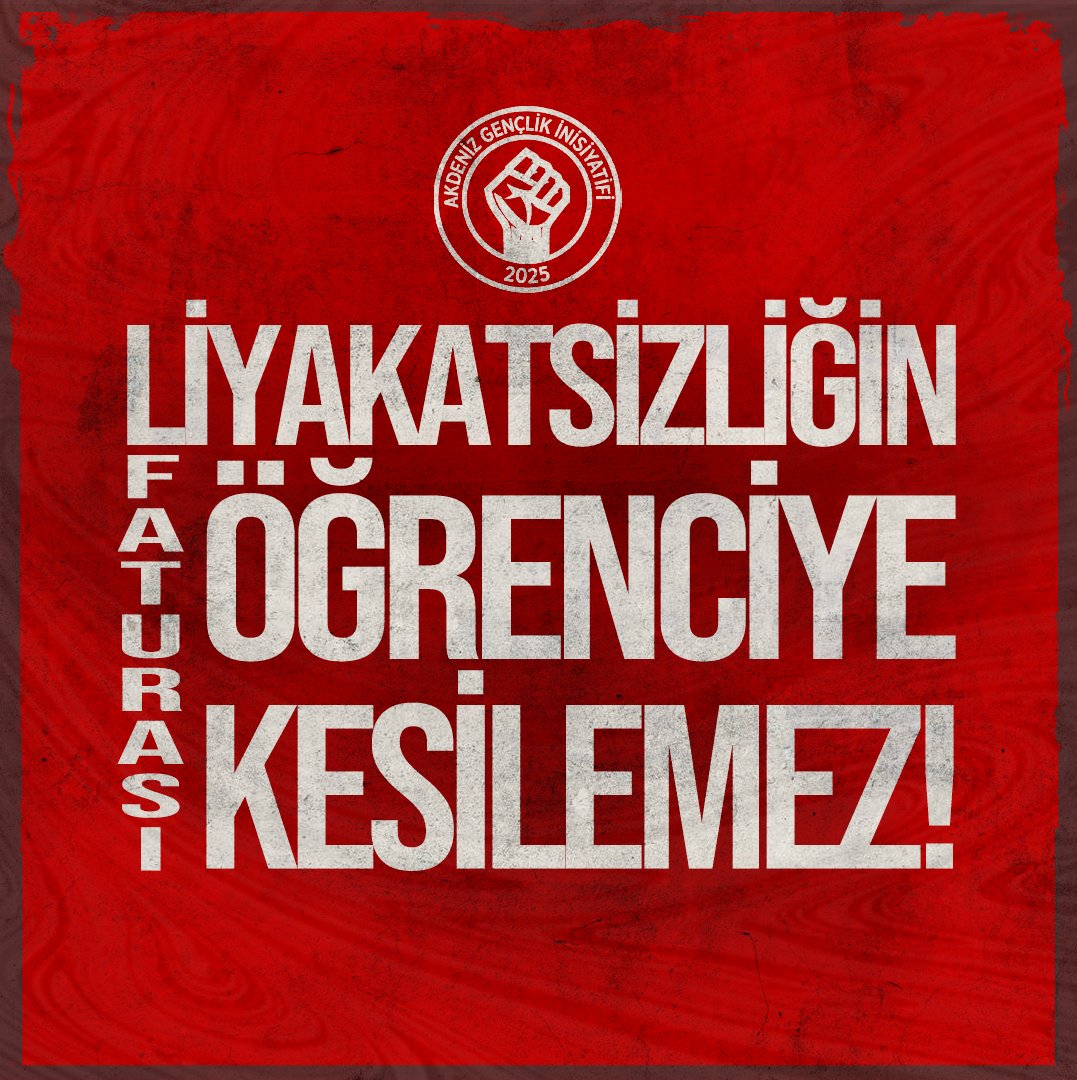 Akdeniz Üniversitesi (<a href="/Akdenizun/">Akdeniz Üniversitesi</a>) Rektörlüğüne,

Akdeniz Gençlik İnisiyatifi olarak, üniversitenizin “tasarruf tedbirleri” gibi temelsiz ve utanç verici bir bahaneyle 2024-2025 akademik yılı mezuniyet törenlerini iptal etme cüretini gösterdiğine dair iddialar karşısında öfkemiz