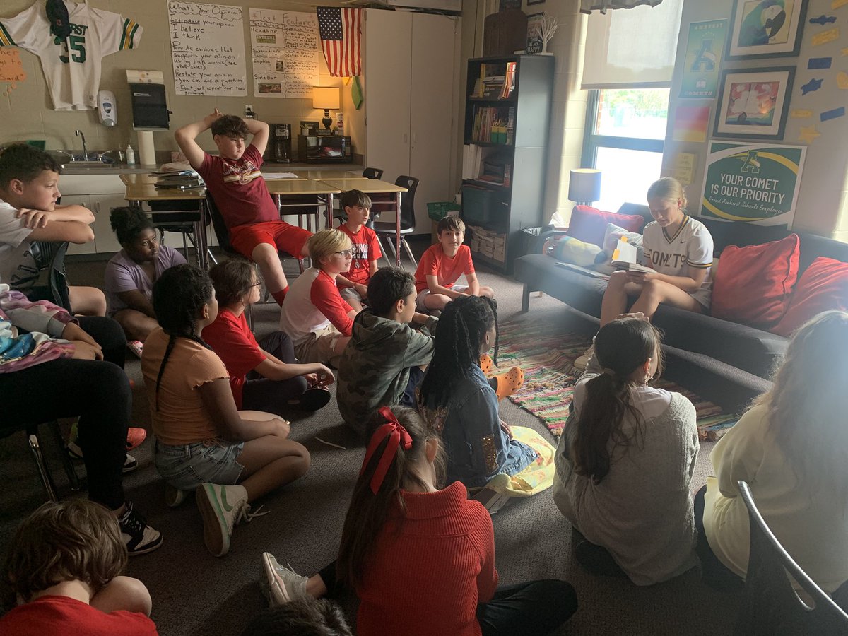 We were busy with Right to Read Week Activities today. Dr. Koehler stopped in to speak to the  kids about creative writing and his “So Many Secrets” book series. Also, a big thank you to Allie from <a href="/SteeleSoftball/">Amherst Softball</a>  for reading a few chapters of our novel to us.!