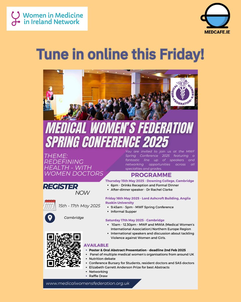 Looking forward to being in Cambridge this Friday for <a href="/medicalwomenuk/">MWF</a> Spring conference, but you can attend from your office/bed/garden by using their virtual registration option (kindly supported by the ever-efficient <a href="/Medcafe1/">MEDCAFÉ</a>).
medicalwomensfederation.org.uk/news-events/co…