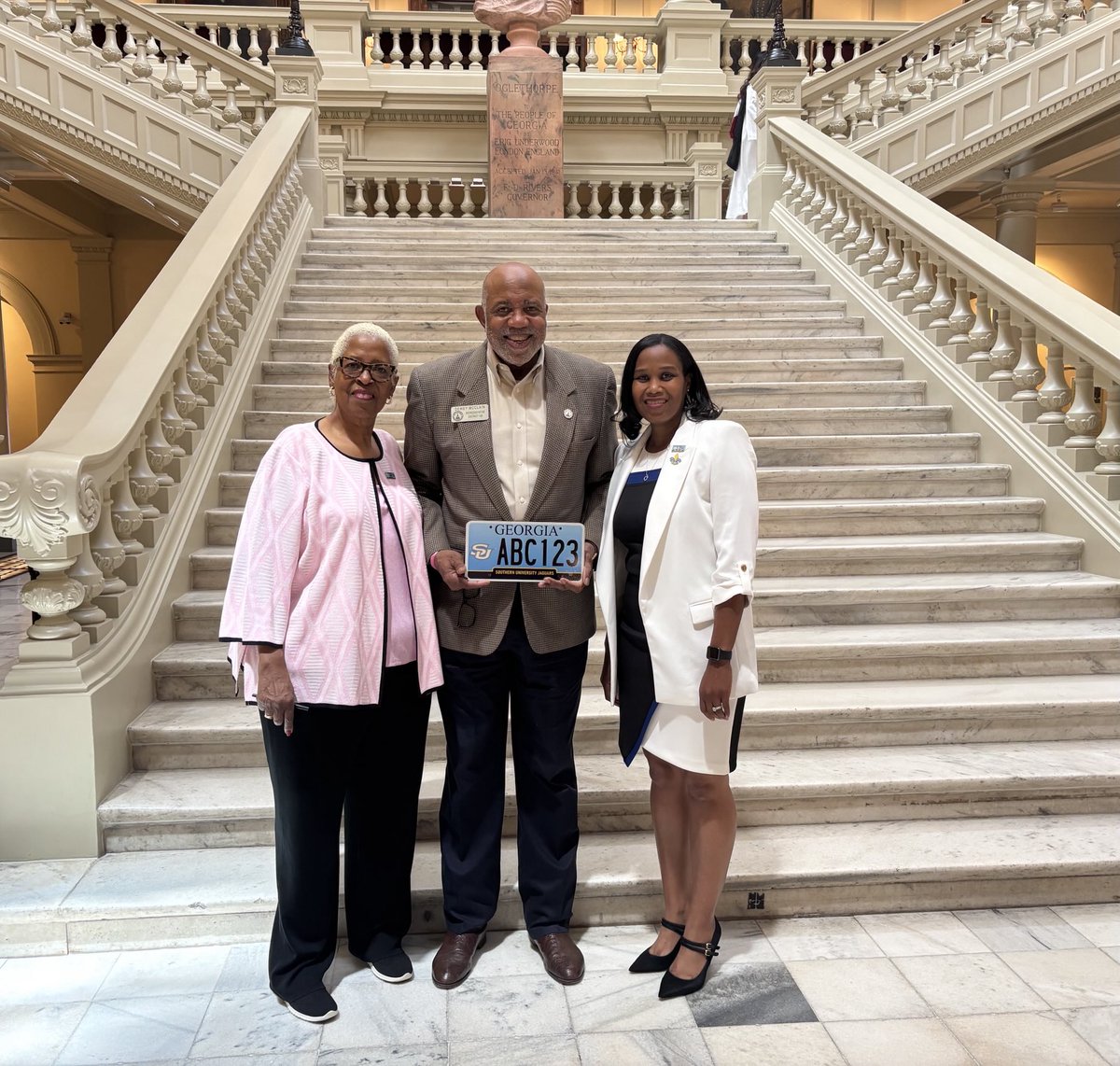 Great Day at the Capitol as the Governor sign my legislation creating a revenue source for Southern University to receive from the selling of their tag to alumni and friends … so you Southern Alumni go out and get your tag to help Georgians attend Southern…😊🙏
