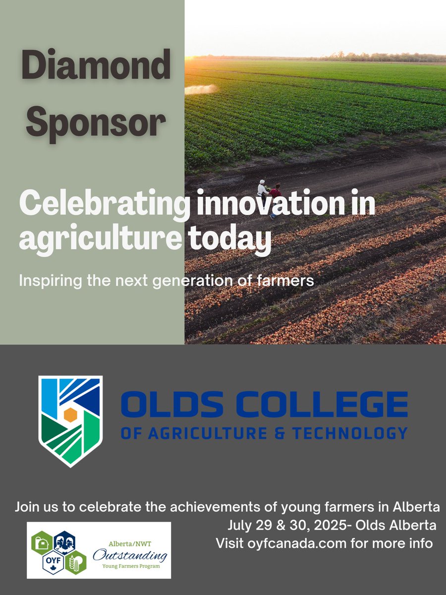 Alberta OYF (@albertaoyf) on Twitter photo Alberta OYF is pleased to present our Diamond Sponsor for the 2025 event! Olds College <a href="/OldsCollege/">Olds College of Agriculture & Technology</a> . Offering quality hands on agricultural education since 1913.
Want to attend our outstanding event at Olds!? Email oyf2016@gmail.com
<a href="/CanadaOYF/">CanadaOYF</a> Alberta OYF is pleased to present our Diamond Sponsor for the 2025 event! Olds College <a href="/OldsCollege/">Olds College of Agriculture & Technology</a> . Offering quality hands on agricultural education since 1913.
Want to attend our outstanding event at Olds!? Email oyf2016@gmail.com
<a href="/CanadaOYF/">CanadaOYF</a>