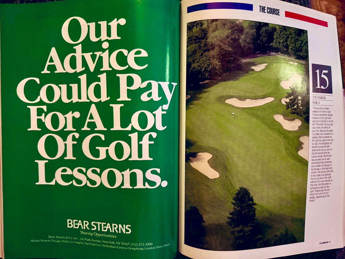 Bear Stearns advertisement in the 1989 U.S. Amateur Championship program… OOPSIES.