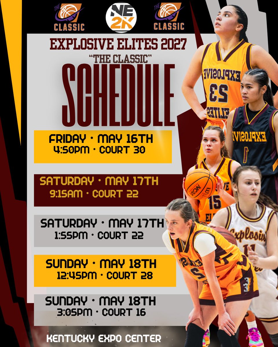 Explosive_elites (@explosiveelites) on Twitter photo Our 2027 will also be playing at, “The Classic” this weekend as a part of the <a href="/NE2KHoops/">NE2KHoops</a> circuit! Different breed of players, same brand of basketball. College coaches come and check us out if want an early look at some blue collar, young players.
<a href="/LeeUWBB/">Lee Women's Basketball</a> <a href="/CumberlandWBB/">Cumberland University Women’s Basketball</a> Our 2027 will also be playing at, “The Classic” this weekend as a part of the <a href="/NE2KHoops/">NE2KHoops</a> circuit! Different breed of players, same brand of basketball. College coaches come and check us out if want an early look at some blue collar, young players.
<a href="/LeeUWBB/">Lee Women's Basketball</a> <a href="/CumberlandWBB/">Cumberland University Women’s Basketball</a>