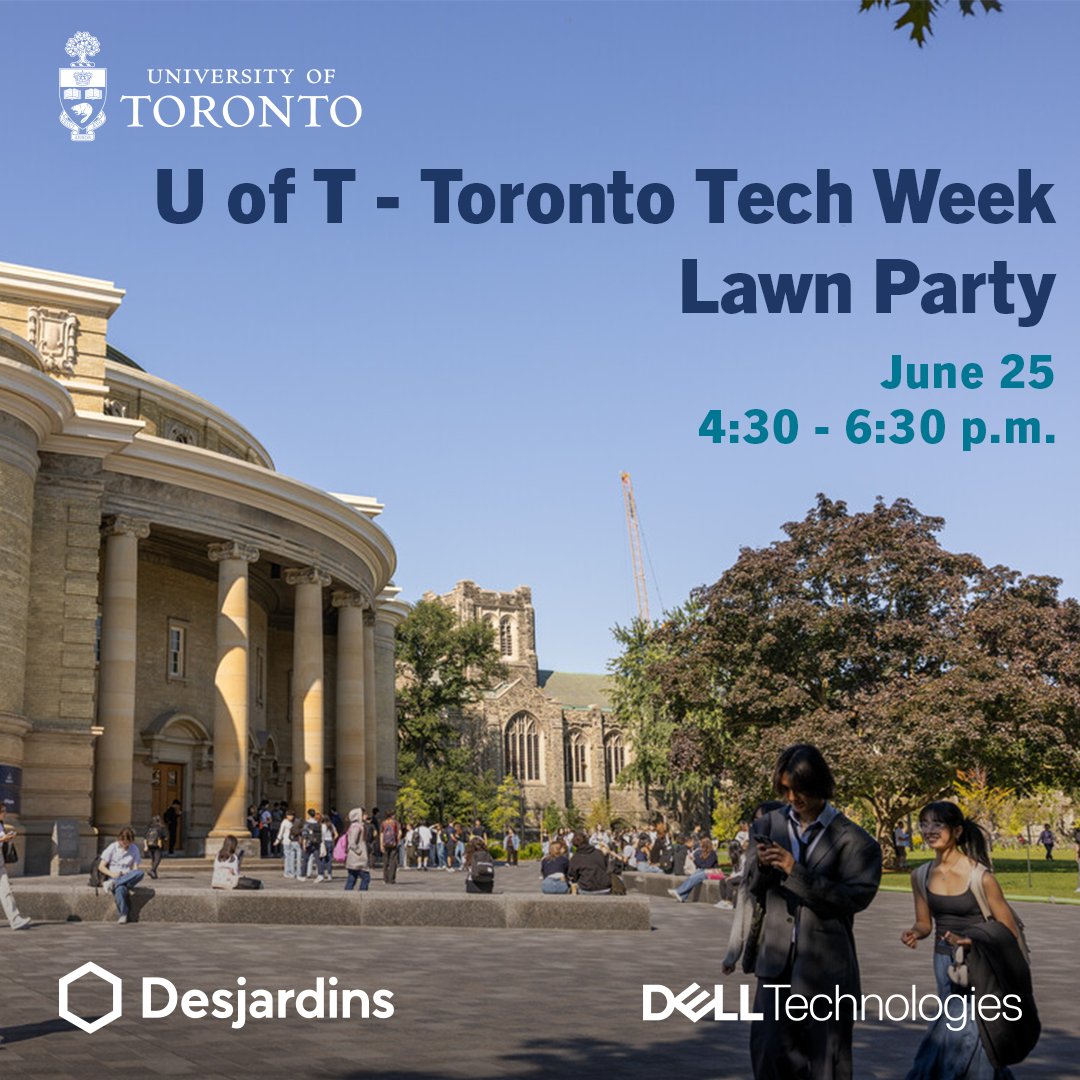 University of Toronto Entrepreneurship (@uoftstartup) on Twitter photo Mark your calendars for an outdoor Lawn Party during <a href="/TOtechweek/">Toronto Tech Week</a>! Following the Frontiers of AI talk, connect with cutting-edge startups, enjoy light bites, and celebrate Toronto’s innovation ecosystem.
Register here ➡️ 🔗
entrepreneurs.utoronto.ca/event/u-of-t-t… Mark your calendars for an outdoor Lawn Party during <a href="/TOtechweek/">Toronto Tech Week</a>! Following the Frontiers of AI talk, connect with cutting-edge startups, enjoy light bites, and celebrate Toronto’s innovation ecosystem.
Register here ➡️ 🔗
entrepreneurs.utoronto.ca/event/u-of-t-t…
