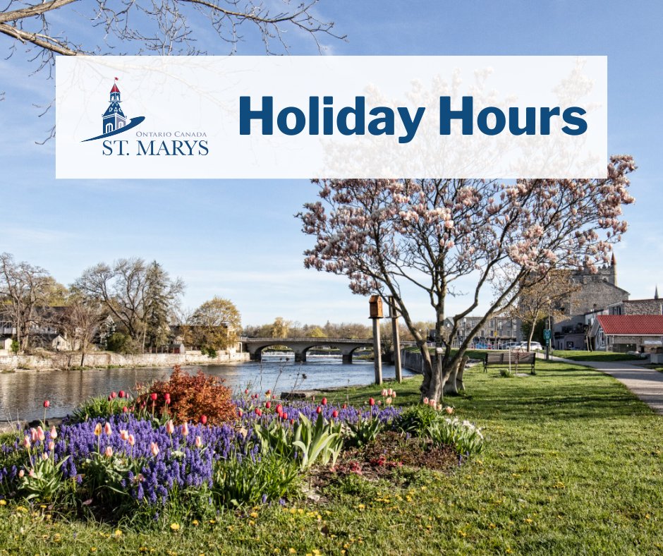 Victoria Day weekend is almost upon us! ☀️
Most municipal facilities will be closed on Victoria Day (Monday, May 19, 2025).
Read our notice for a full list of holiday hours: townofstmarys.com/en/news/holida…