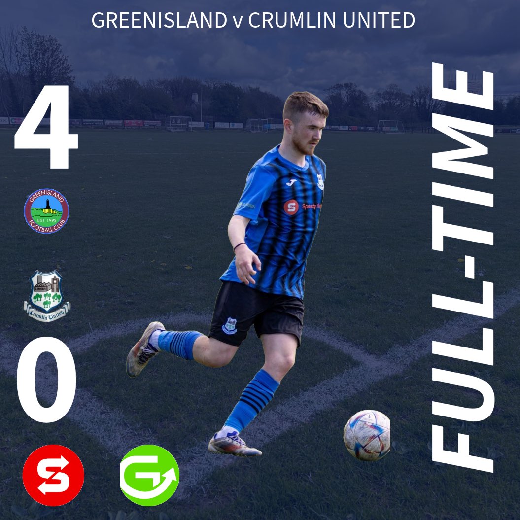 We leave Greenisland with a defeat.  We turn our attention to the finals game of the season on Saturday.

#CrumlinUnitedFootballClub